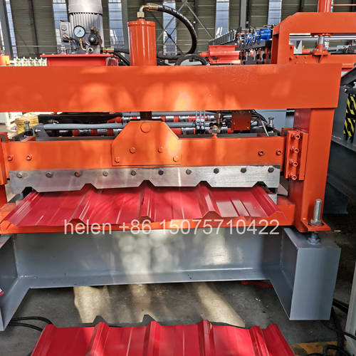 Advanced hydraulic post-cutting section of 1050 trapezoidal roof panel machine with Cr12 blade