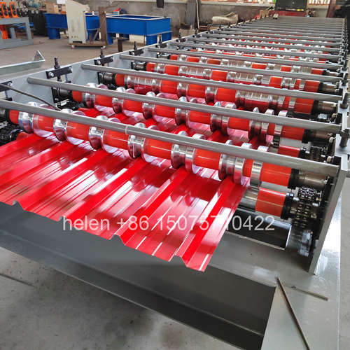 Rigid welded steel frame main body of 925-ibr roof sheet forming machine built by Hebei Xinnuo