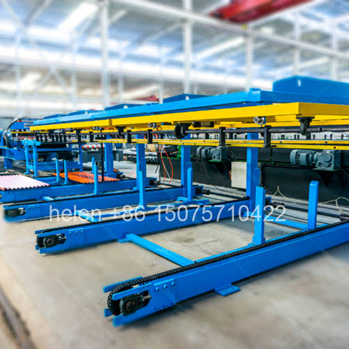 Automatic stacking machine for corrugated roll forming line ensuring neat and efficient panel arrangement