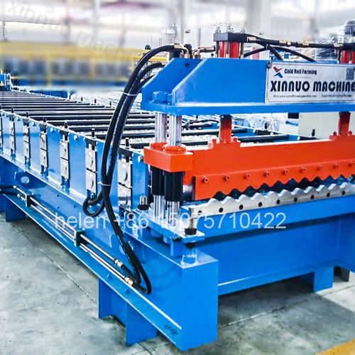 Main body structure of the color steel corrugated roofing machine showing the heavy-duty H-steel frame