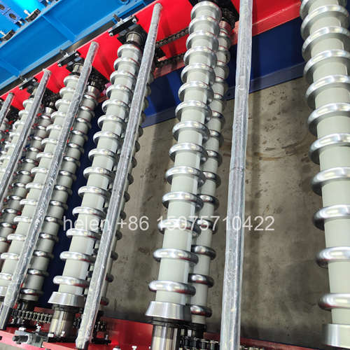Full display of the metal corrugated tile roll forming machine showcasing its compact and reasonable structure