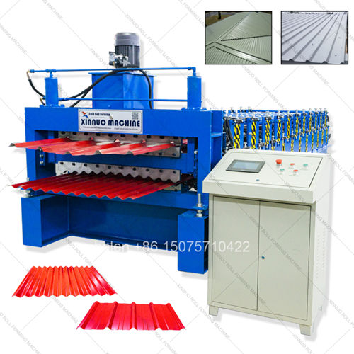 Heavy Duty Double Layer IBR Trapezoidal Panel and Corrugated Metal Sheet Cold Roll Forming Rolling Machine with Hydraulic Auto Cutting PLC Control System for Roofing Wall Cladding Building Material Production Line