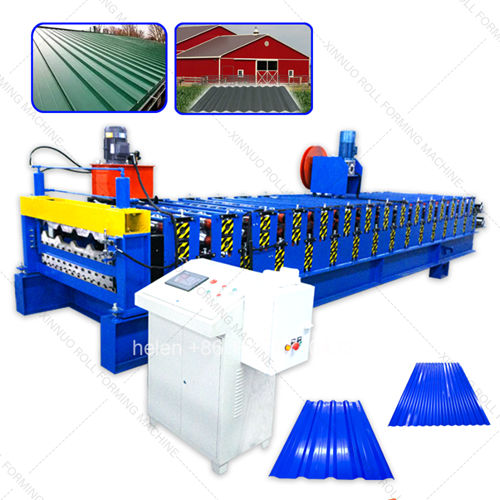 Double Layer IBR Trapezoidal Roof Panel and Corrugated Metal Sheet Cold Roll Former Machine for Sale with Hydraulic Post Cutting PLC Automatic Control System Suitable for Steel Roofing Production Business Investment