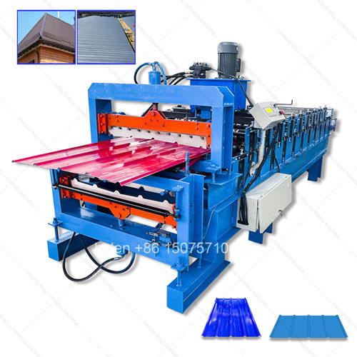Double Layer IBR Trapezoidal Profile and Corrugated Wave Pattern Metal Galvanized Steel Roof Sheet Making Machine Cold Roll Forming Equipment with Automatic Length Cutting PLC Control System Hydraulic Decoiler Uncoiler for Industrial Commercial Resid