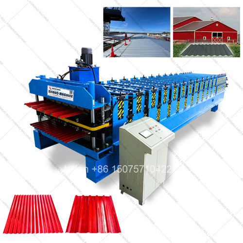 Automatic Double Layer Metal Roofing Cold Roll Forming Machine with Hydraulic Flying Post Cut Shear PLC Digital Touchscreen Control System for Corrugated Wave and IBR Trapezoidal Steel Roof Panel Production Manufacturing Factory Business Line