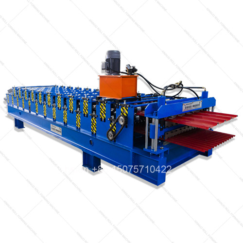Heavy Duty Double Layer Corrugated Wave and IBR Trapezoidal Metal Roof Making Cold Roll Forming Machine with Hydraulic Flying Post Cut PLC Digital Touchscreen Automatic Length Batch Production Control System for Steel Roof Manufacturing Factory Line