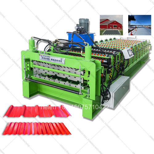 Full Automatic Double Layer Corrugated Wave and IBR Trapezoidal Steel Roofing Cold Roll Forming Machine with Hydraulic Post Flying Cut PLC Digital Touchscreen Length Batch Production Control System for Galvanized PPGI Metal Roof Panel Making Factory 